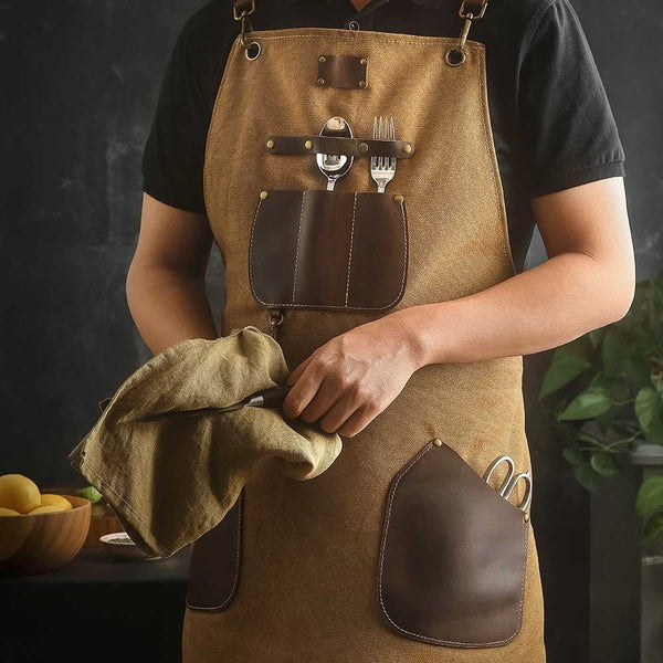Xinzuo Canvas & Leather Chef Apron