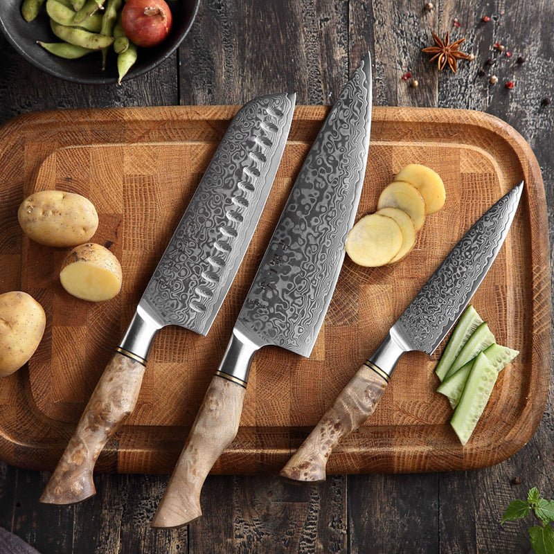 Three knives. The whole kitchen.