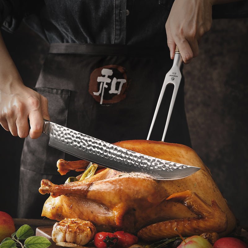 Knife in one hand, fork in the other