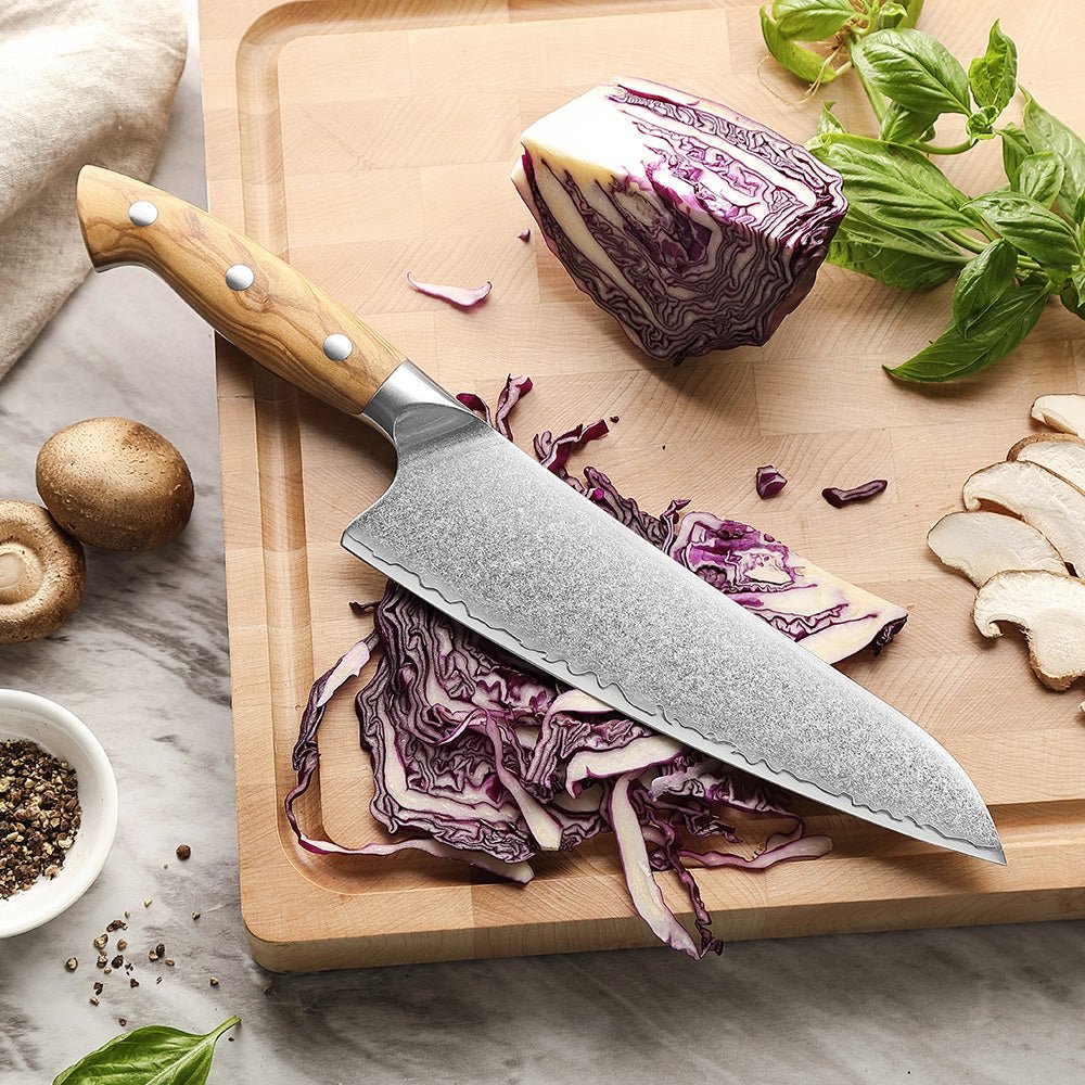 8" Granton Edge Chef Knife - Pin Series (X02O) - Xinzuo Australia