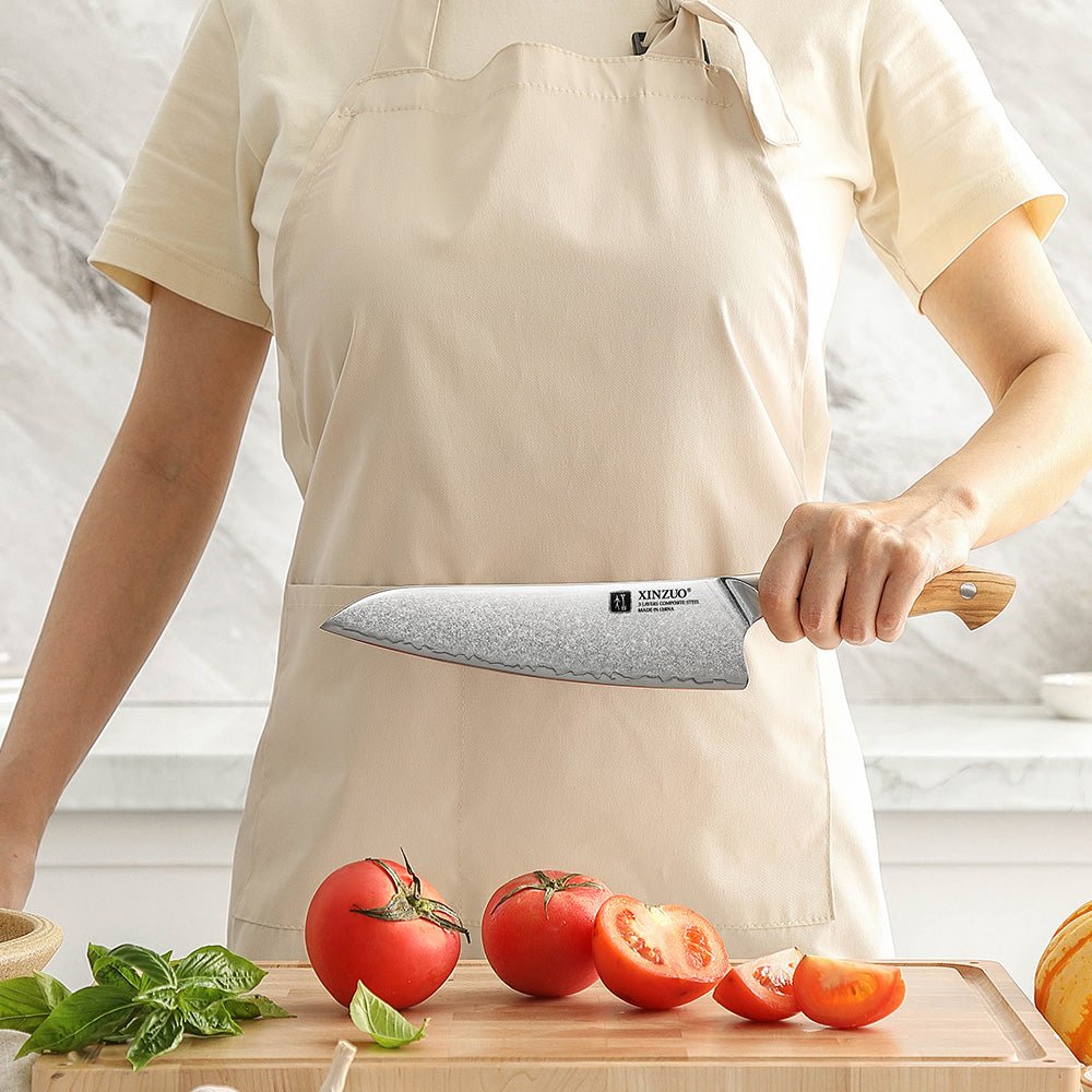 8" Granton Edge Chef Knife - Pin Series (X02O) - Xinzuo Australia