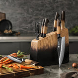 8-Piece Damascus Knife Block Set - Mo Series (X06)