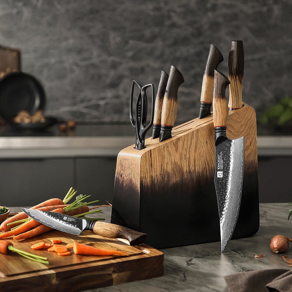 8-Piece Damascus Knife Block Set - Mo Series (X06) - Xinzuo Australia