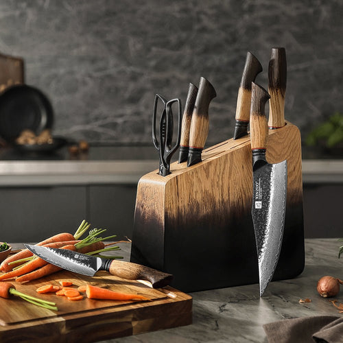 8-Piece Damascus Knife Block Set - Mo Series (X06)