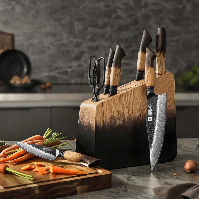8-Piece Damascus Knife Block Set - Mo Series (X06)