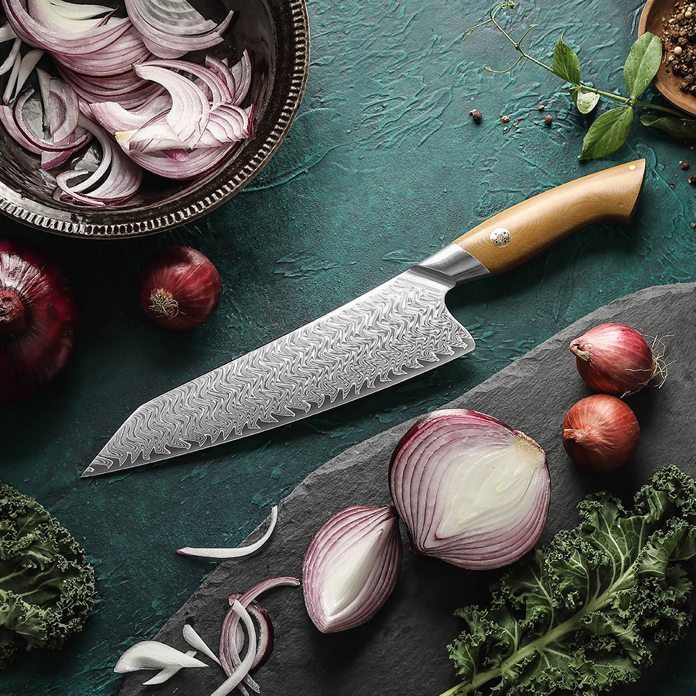 XINZUO Elegant Series 8.5 inch chef knife with Damascus steel blade and ebony wood handle