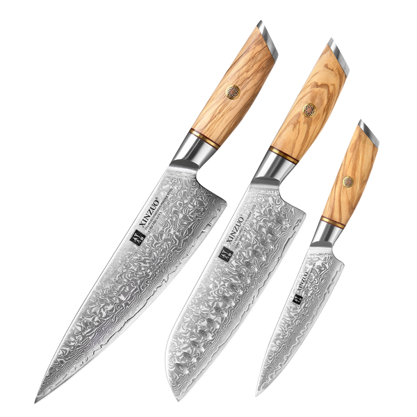 3-Piece Knife Set (8" Chef + 7" Santoku + 5" Utility) - Lan Series (B37)