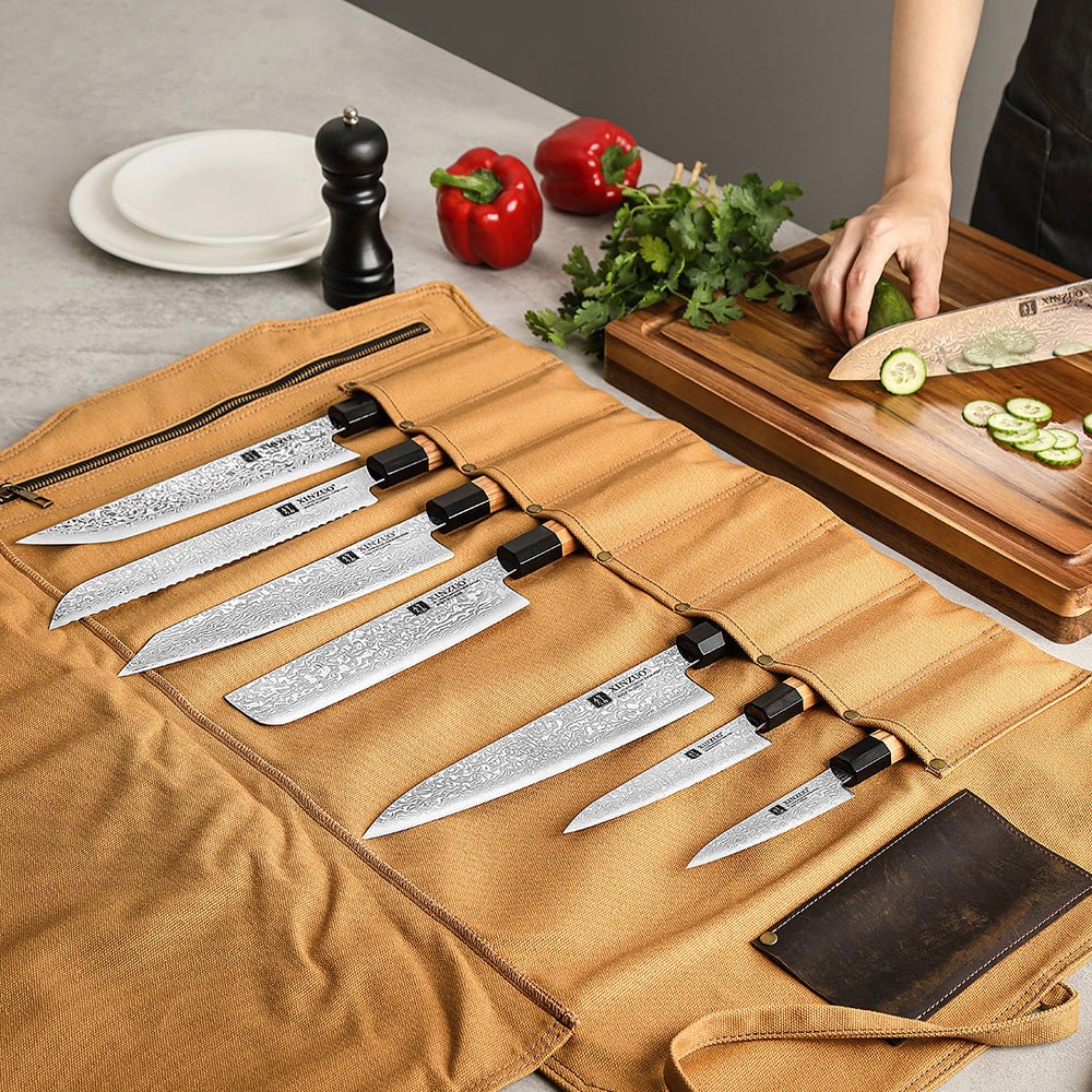 Canvas & Leather 8 - Slot Knife Roll - Xinzuo Australia