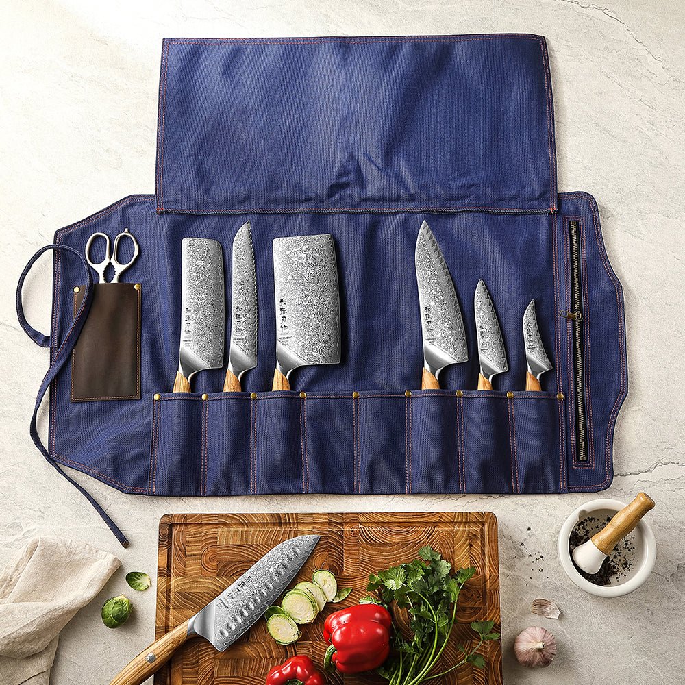 Canvas & Leather 8 - Slot Knife Roll - Xinzuo Australia