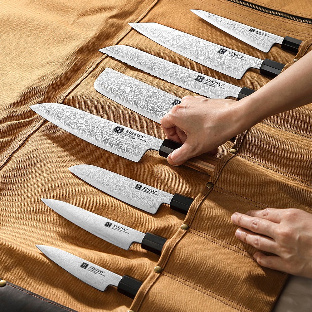 Canvas & Leather 8 - Slot Knife Roll - Xinzuo Australia