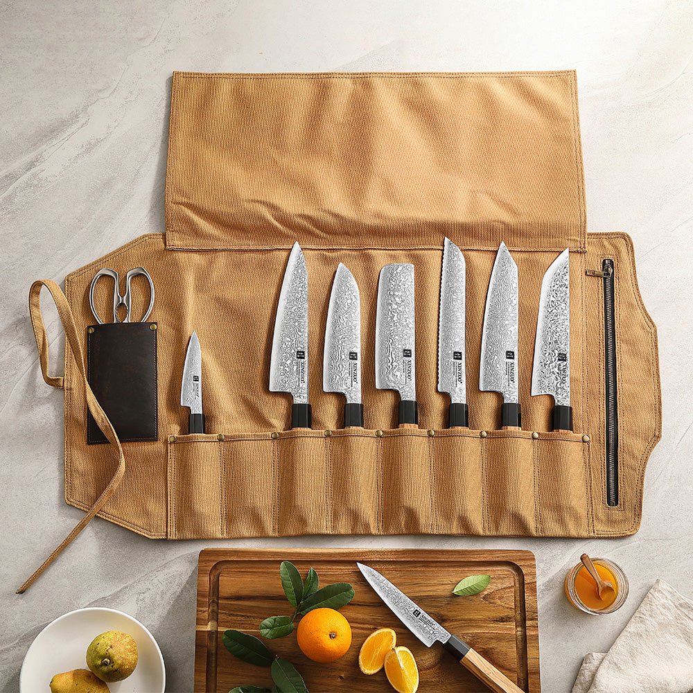 Canvas & Leather 8 - Slot Knife Roll - Xinzuo Australia