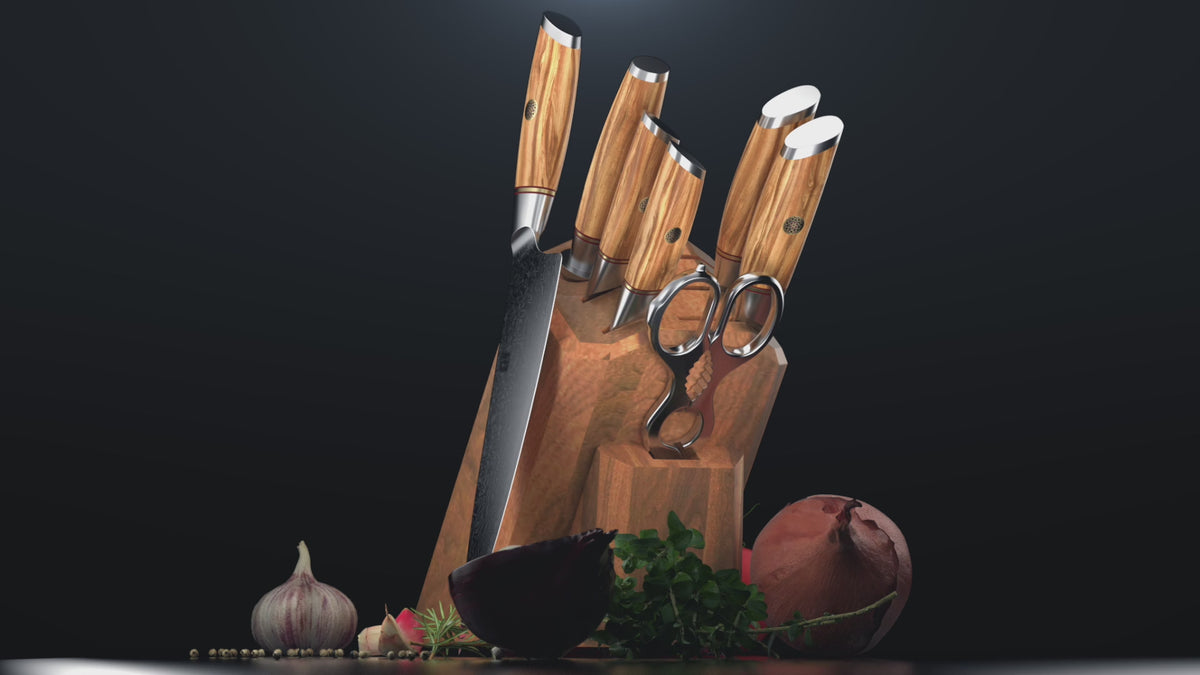 Xinzuo Lan Series 73-layer Damascus knife product video with powder steel core