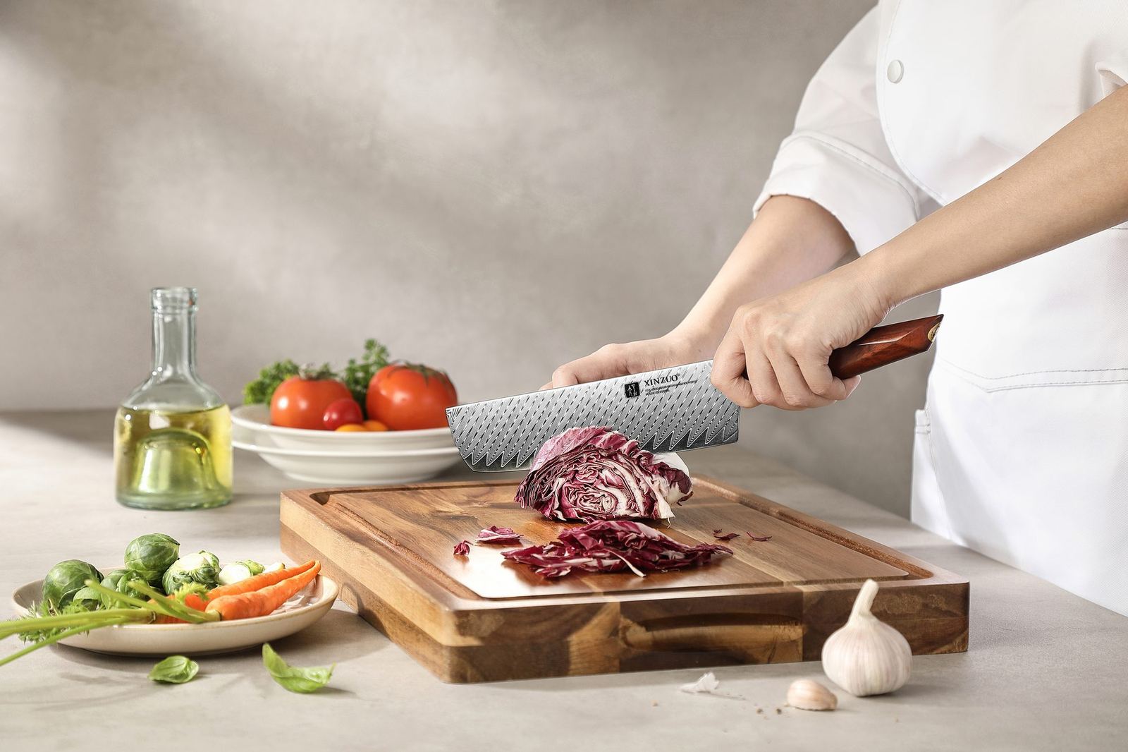 Chef using the X03 Nakiri at the board